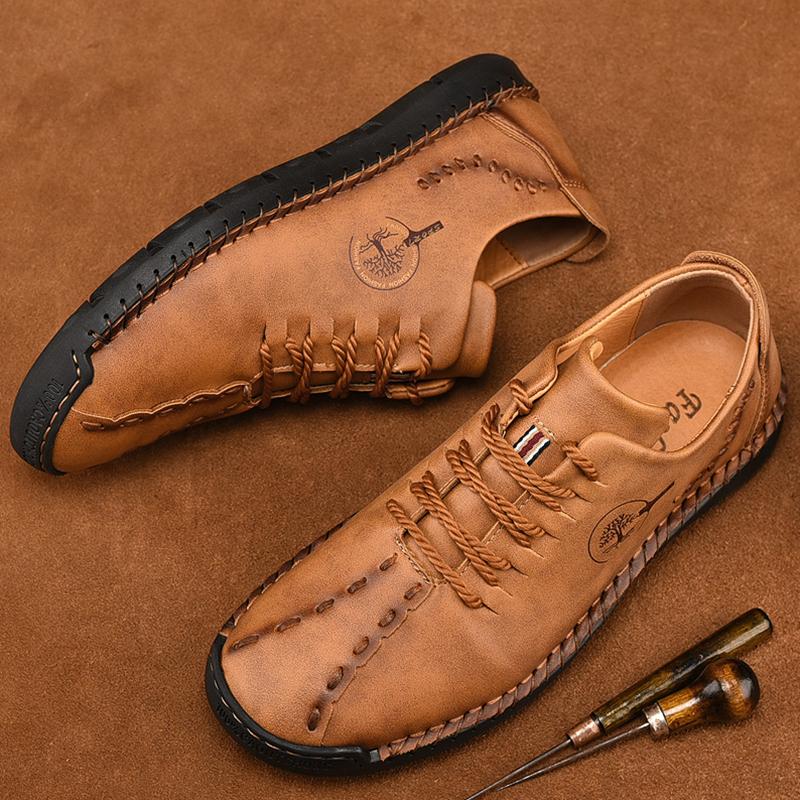 Men’s Handmade Leather Lace-Up Soft-Sole Driving Shoes