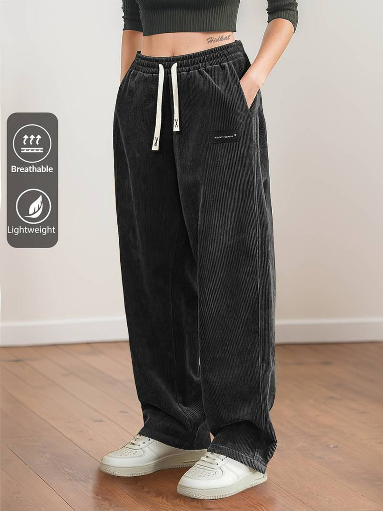 Women’s Relaxed Corduroy Drawstring Straight-Leg Trousers