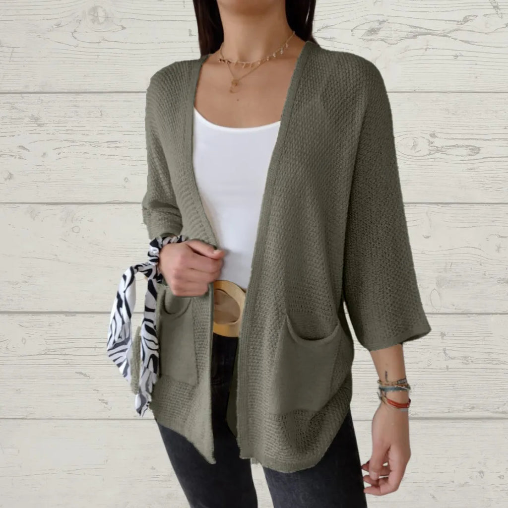 Women’s 3/4 Sleeve Open-Front Pocket Cardigan