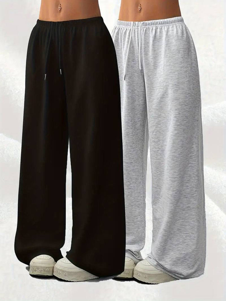 Women’s Wide-Leg Casual Drawstring Sports Trousers