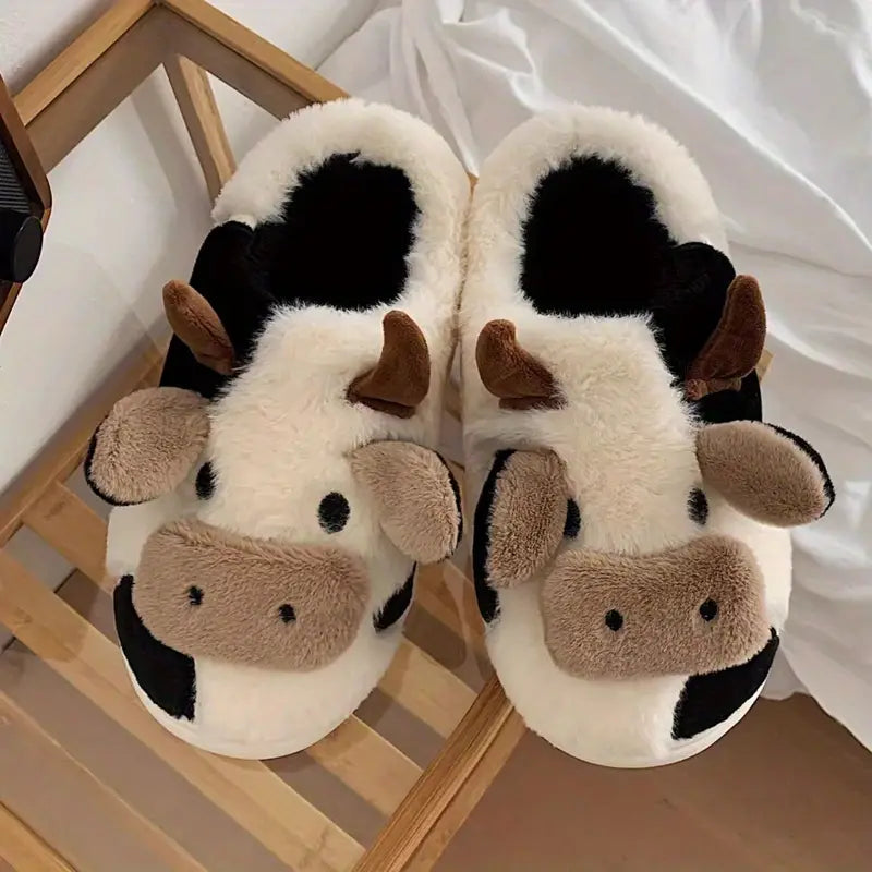 Women’s Plush Cow Indoor Slippers