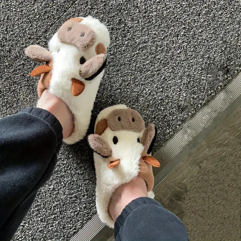 Women’s Plush Cow Indoor Slippers