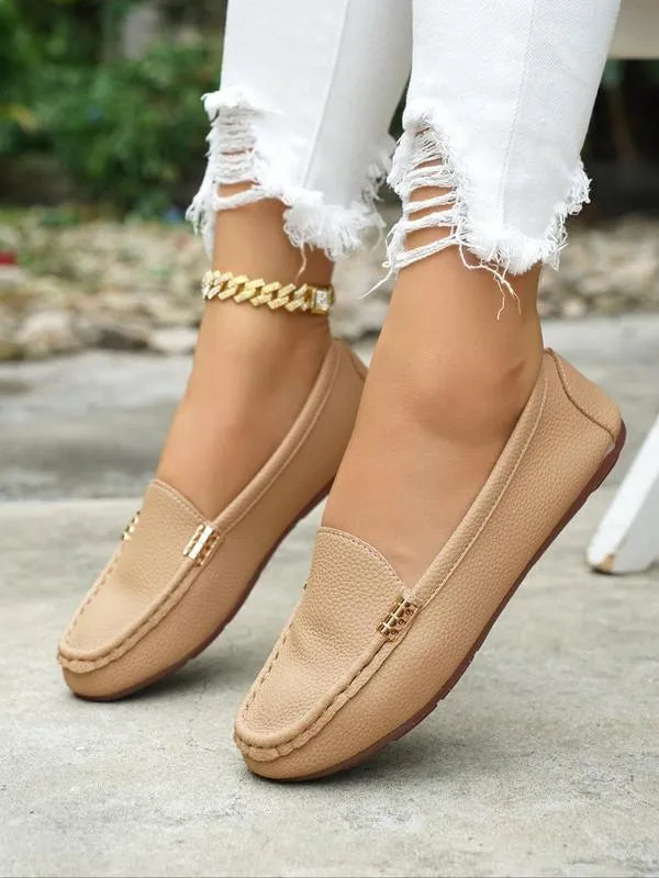 Women’s Metallic Chain Trim Comfort Loafer Flats