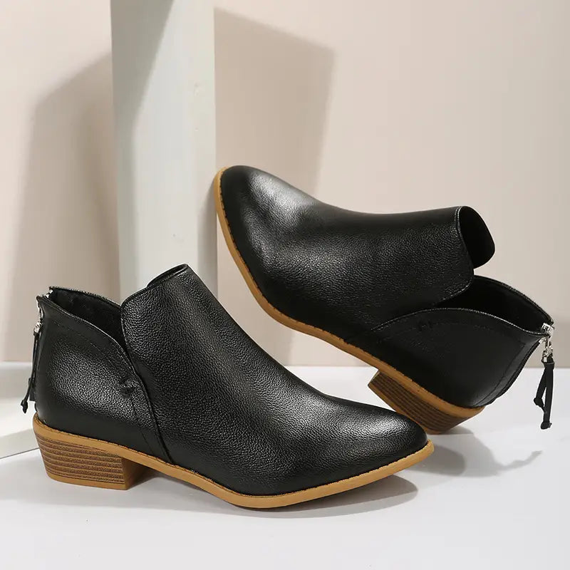 V-Cut Chic Chunky Heel Boots for Women