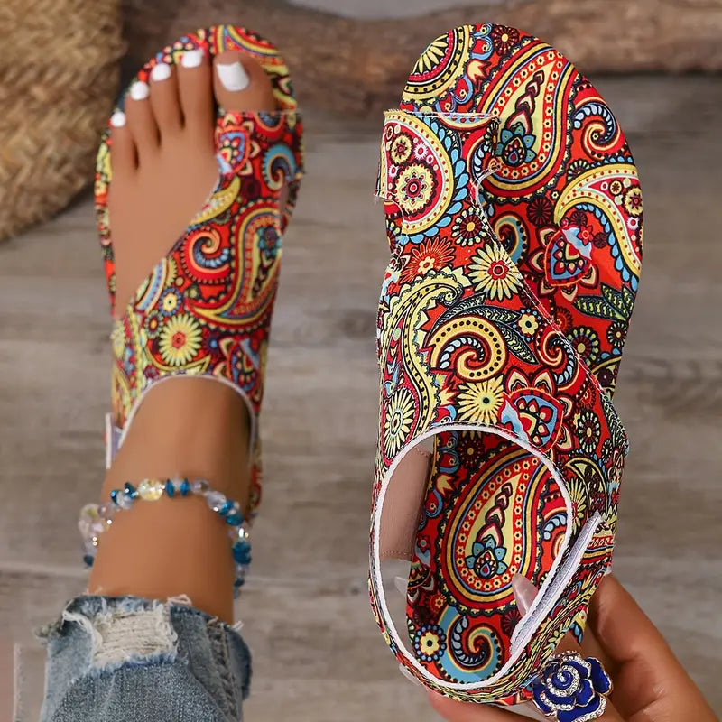 🩴 Bohemian Paisley Flat Sandals