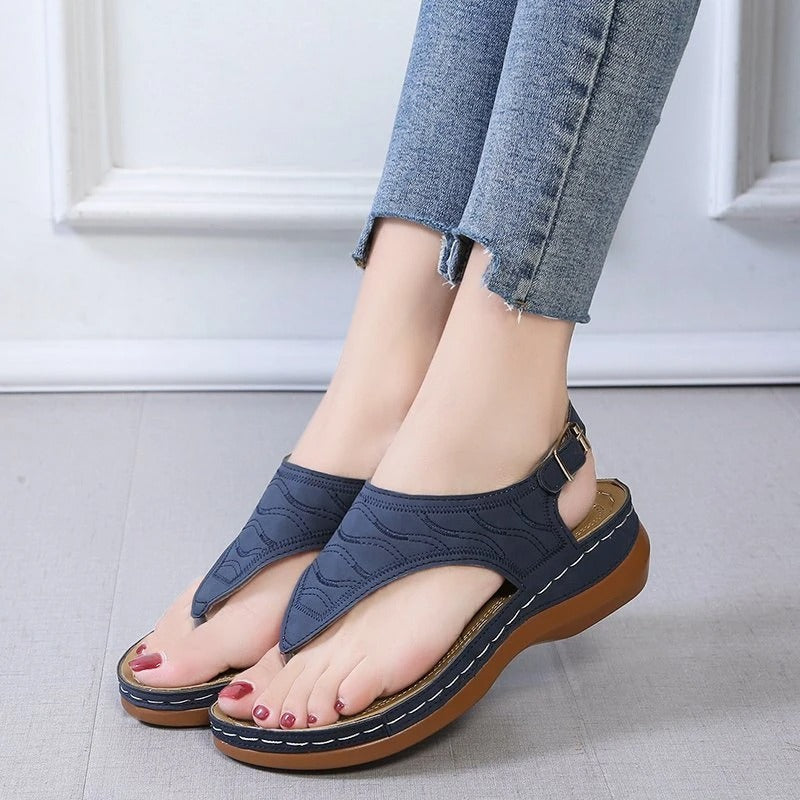Embroidery Comfy Wedge Sandals