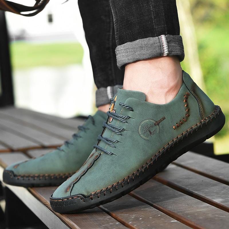 Men’s Handmade Leather Lace-Up Soft-Sole Driving Shoes