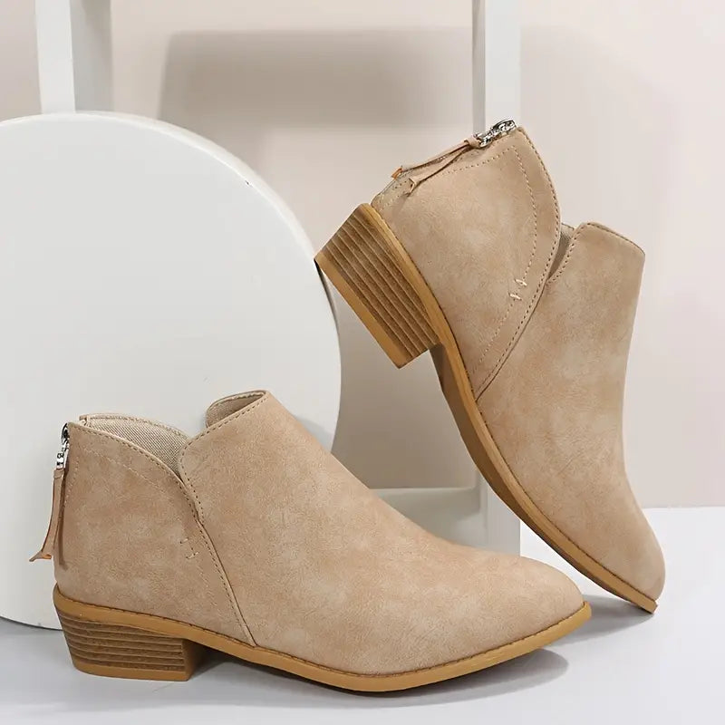 V-Cut Chic Chunky Heel Boots for Women