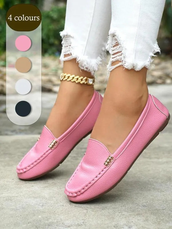 Women’s Metallic Chain Trim Comfort Loafer Flats