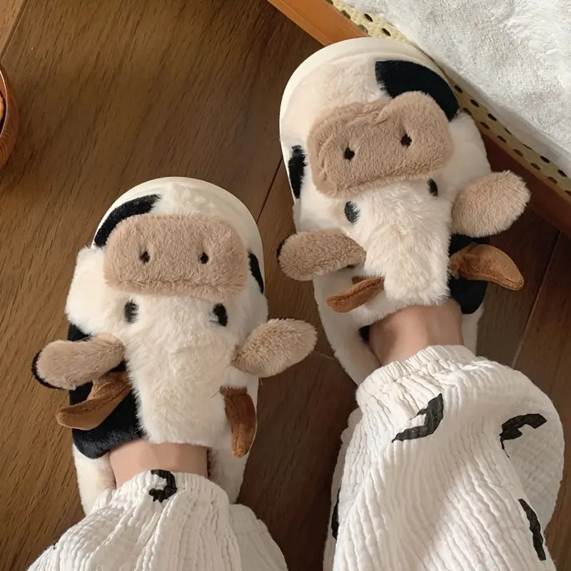 Women’s Plush Cow Indoor Slippers