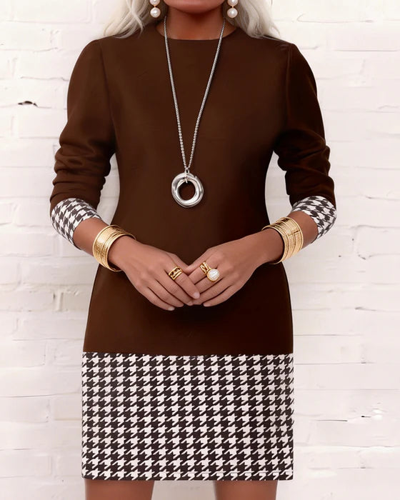 Women’s Houndstooth Panel Shift Dress
