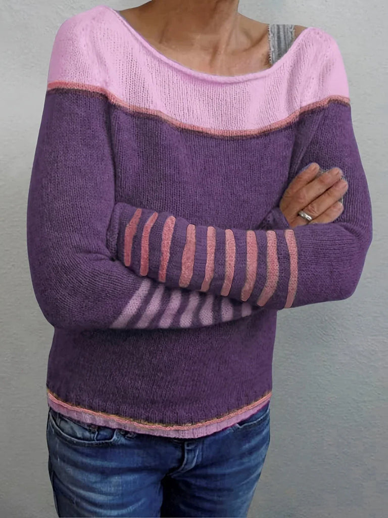 Women’s Striped Soft-Knit Everyday Long-Sleeve Jumper
