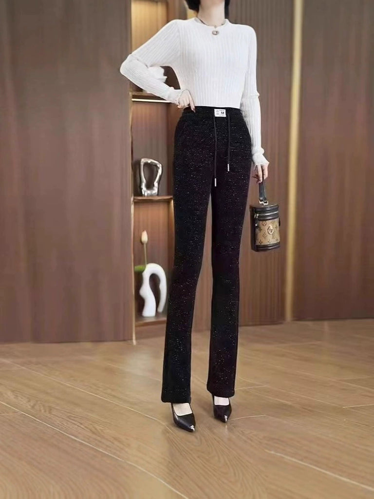 Women’s Fleece Lined Elastic Waist Casual Trousers