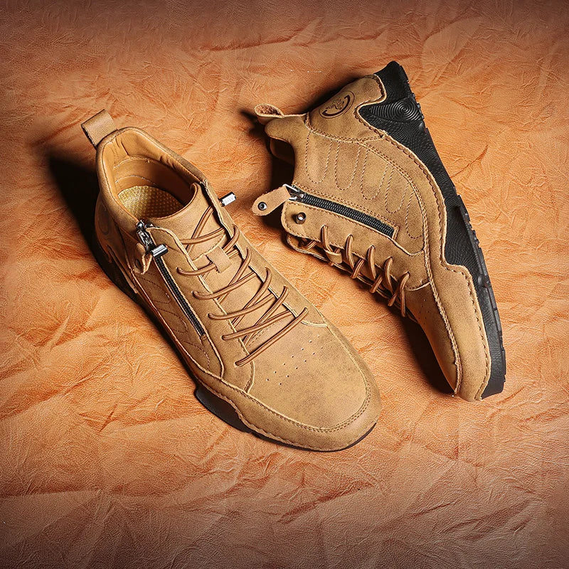 Men’s Wide-Toe Orthotic Waterproof Leather Slip-On Boots