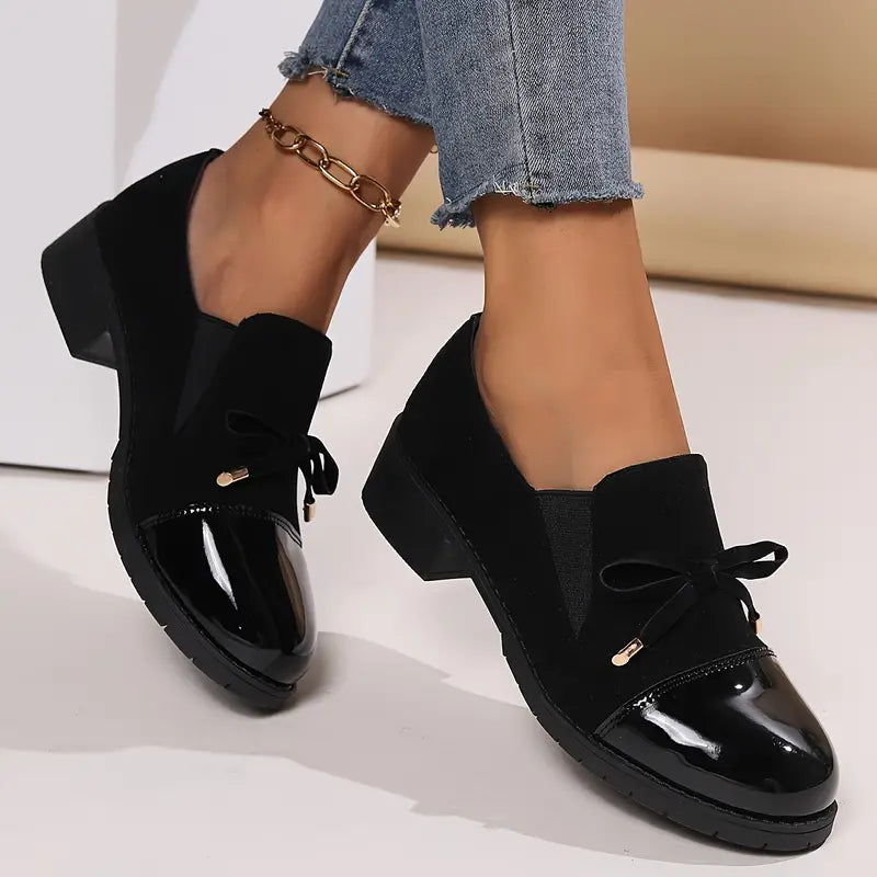 Women's Bowknot Decor Chunky Heel Loafers