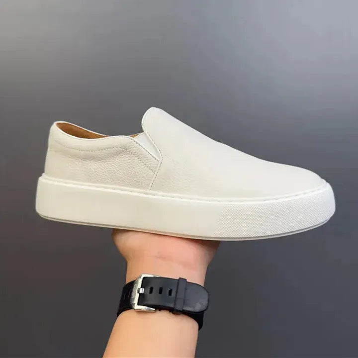 Men’s Retro Soft-Leather Slip-On Trainers
