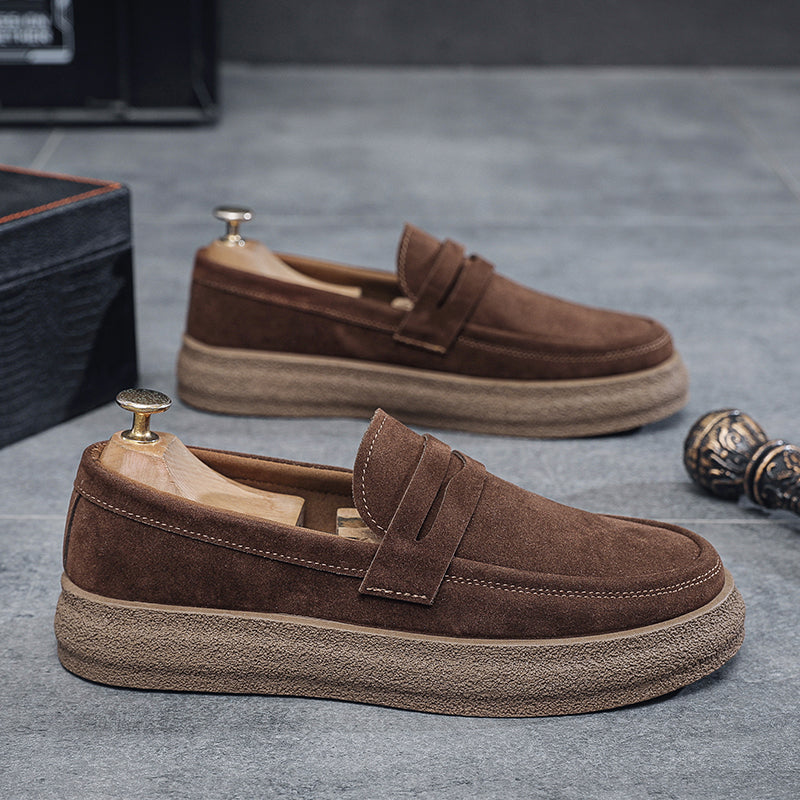 Men’s Breathable Suede Slip-On Thick-Sole Casual Shoes