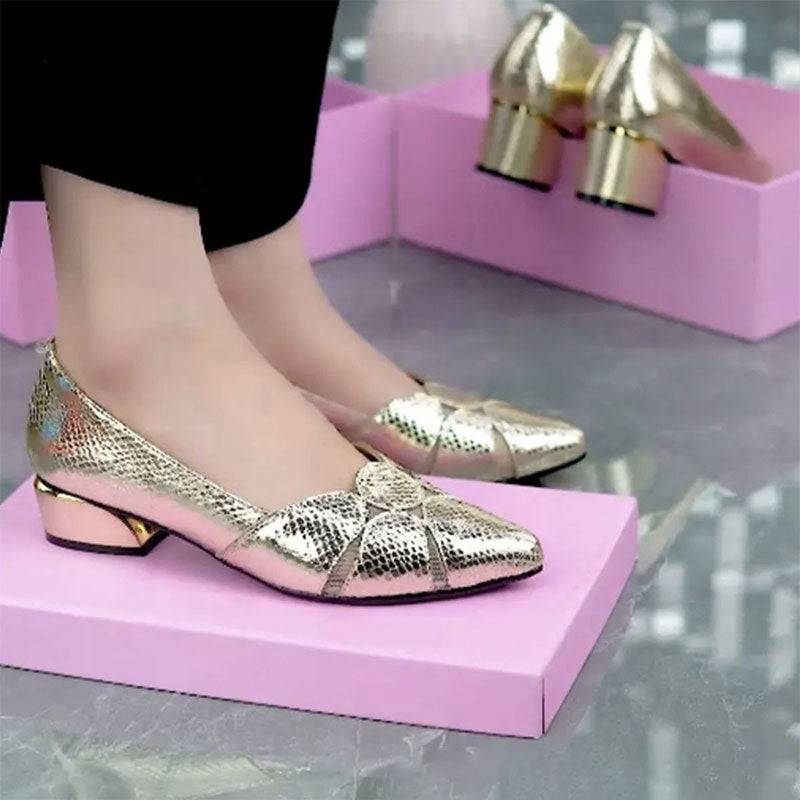 Women’s Textured Pointed Toe Slip On Flats