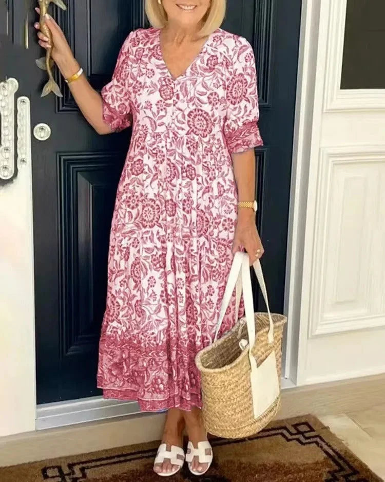 Women’s Boho V-Neck Cotton Summer Dress