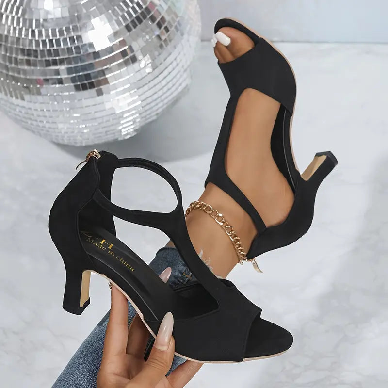Elegant Stiletto Heel Sandals with Ankle Strap
