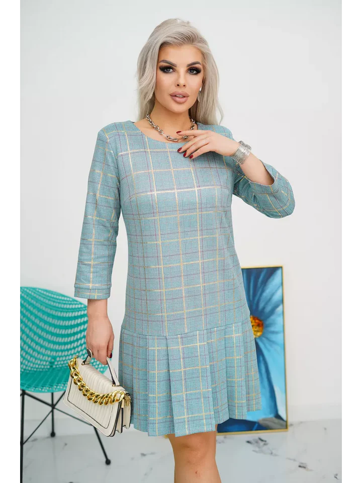 Women’s Checked A-Line Pleated Dress