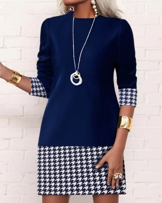 Women’s Houndstooth Panel Shift Dress