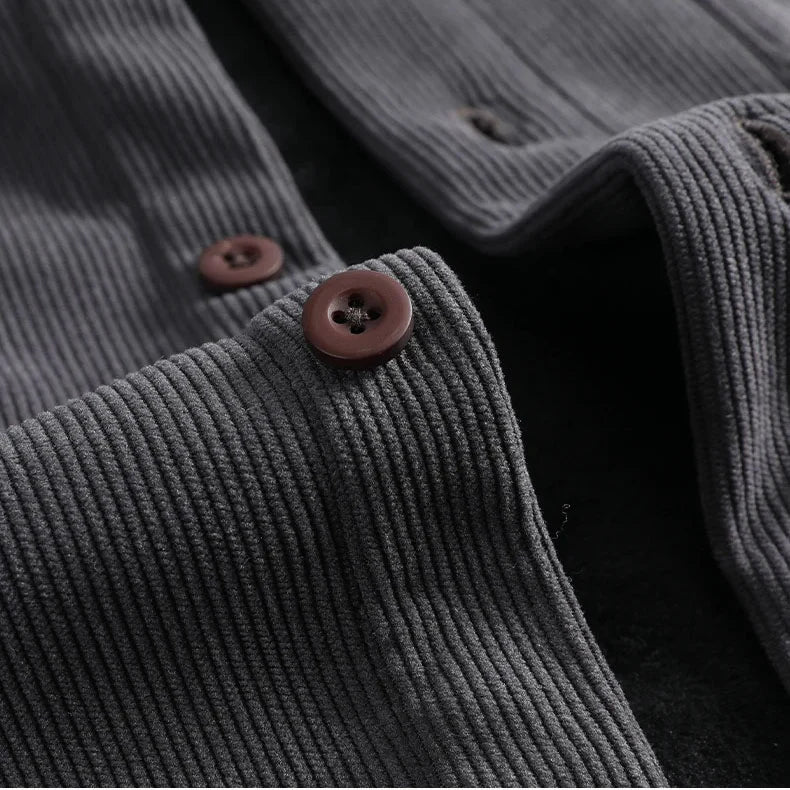 Men’s Fleece-Lined Thermal Weave Mandarin-Collar Shirt