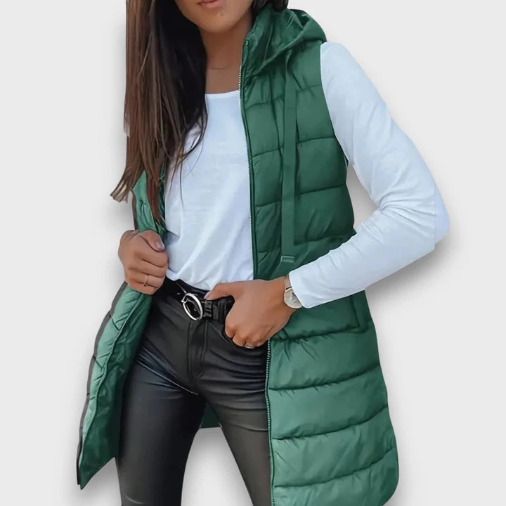 Women’s Longline Hooded Puffer Gilet