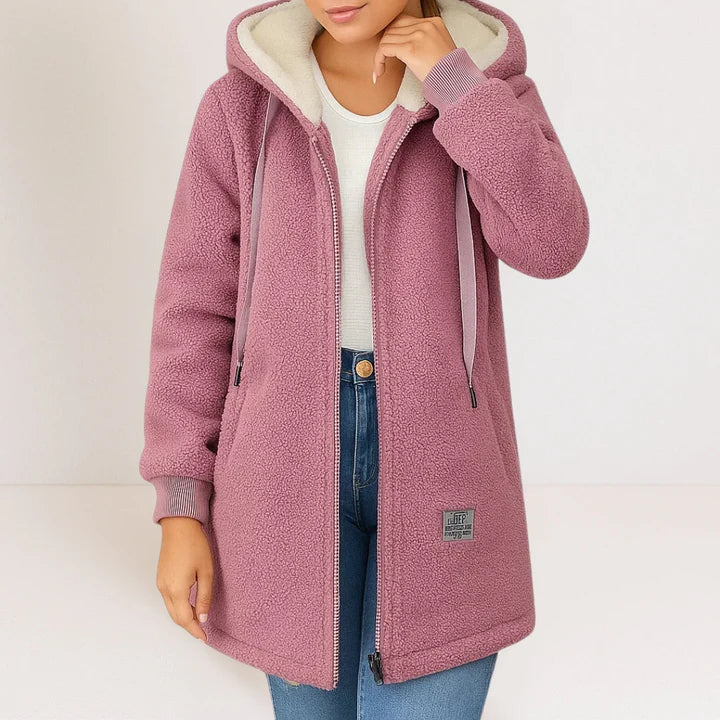 Women’s Longline Fleece-Lined Zip Hoodie Jacket