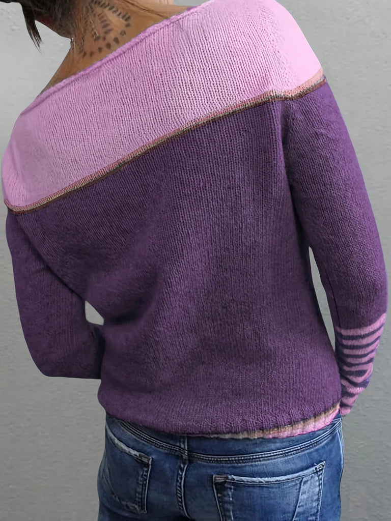 Women’s Striped Soft-Knit Everyday Long-Sleeve Jumper