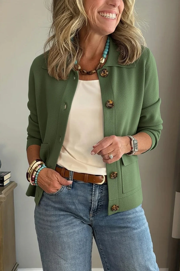 Women's Casual Lapel Pocket Solid Colour Jacket