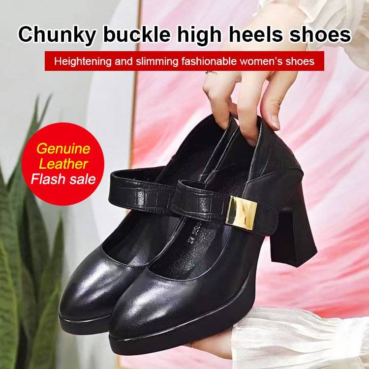 Chunky Buckle High Heels Shoes