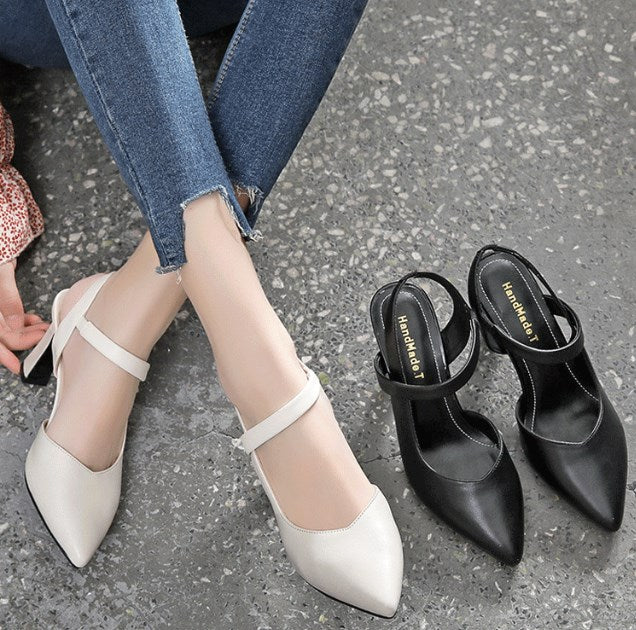 Women’s Soft-Leather Slingback Pointed-Toe Heels