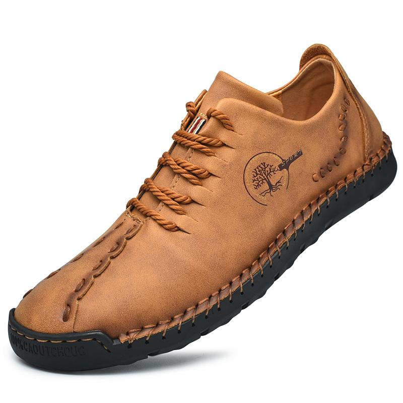 Men’s Handmade Leather Lace-Up Soft-Sole Driving Shoes