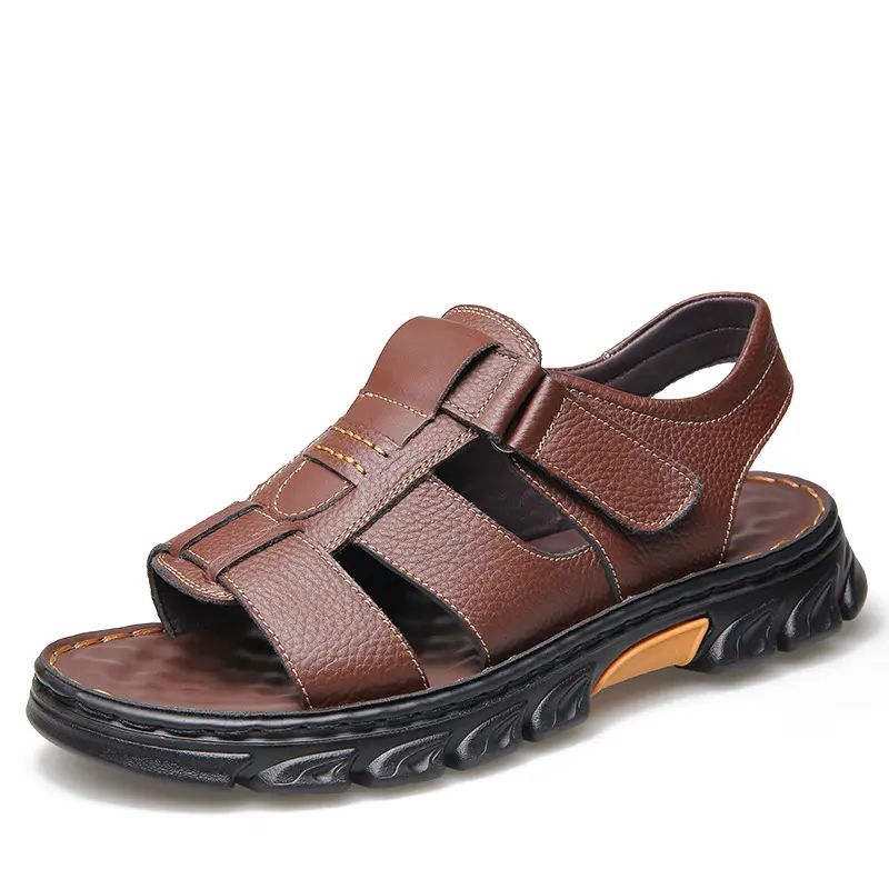 Handmade Soft Leather Non-slip Beach Sandals for Men