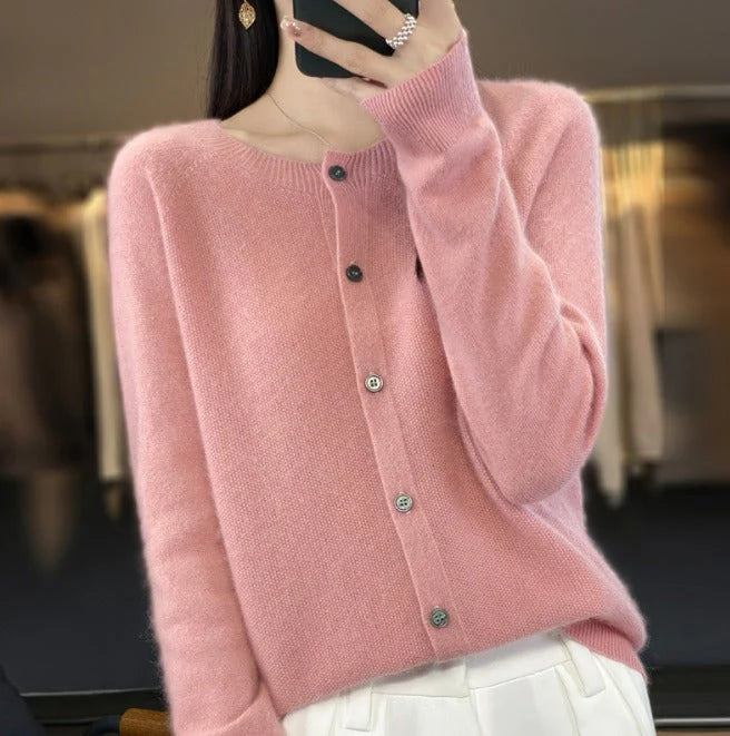 Women’s Premium Soft Wool Button-Up Layered Knitwear Sweater