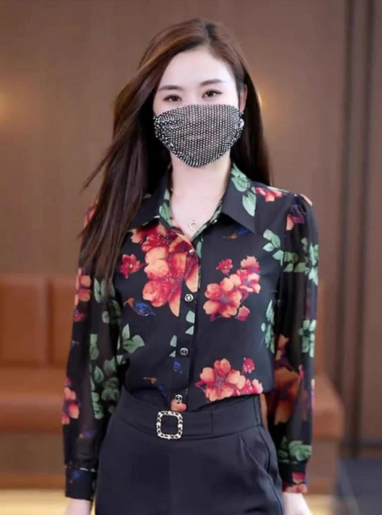 Women's Printed Floral Chiffon Shirt