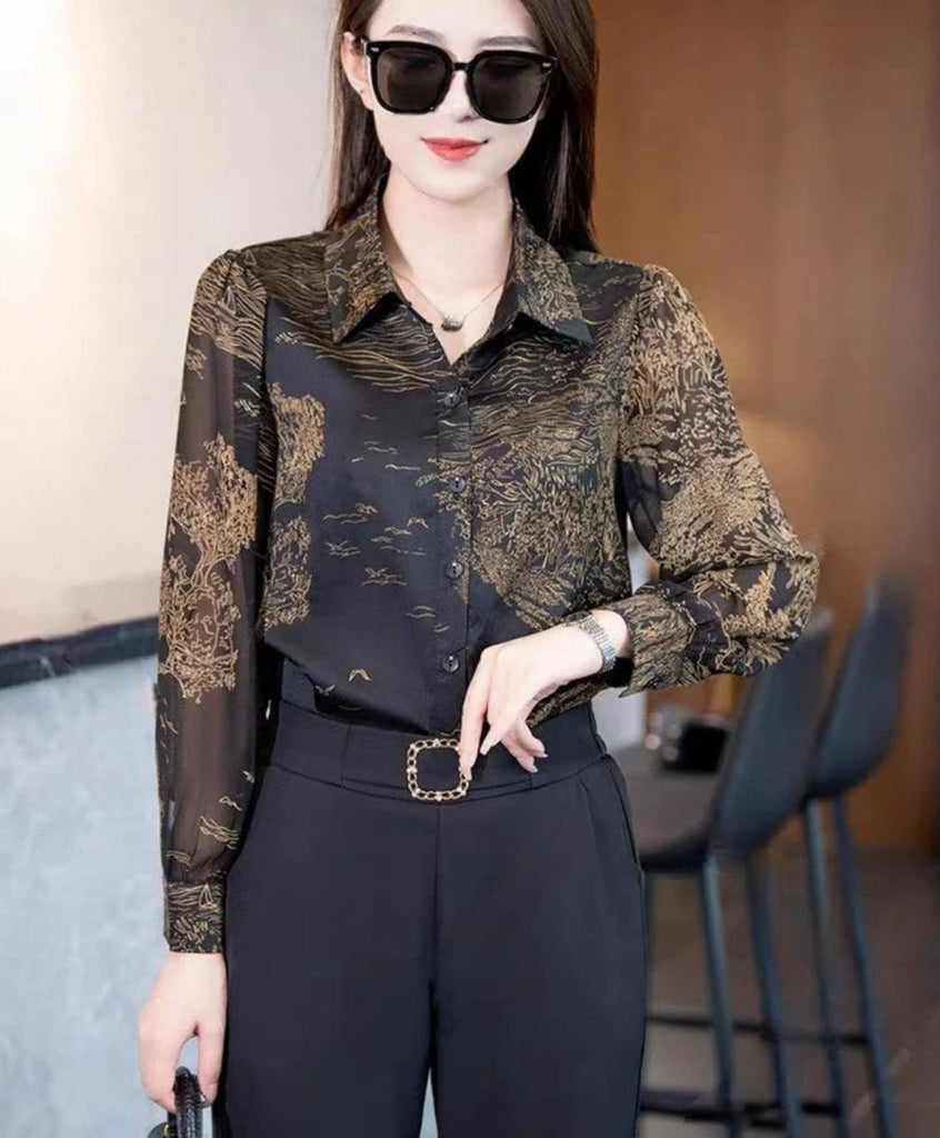 Women's Printed Floral Chiffon Shirt