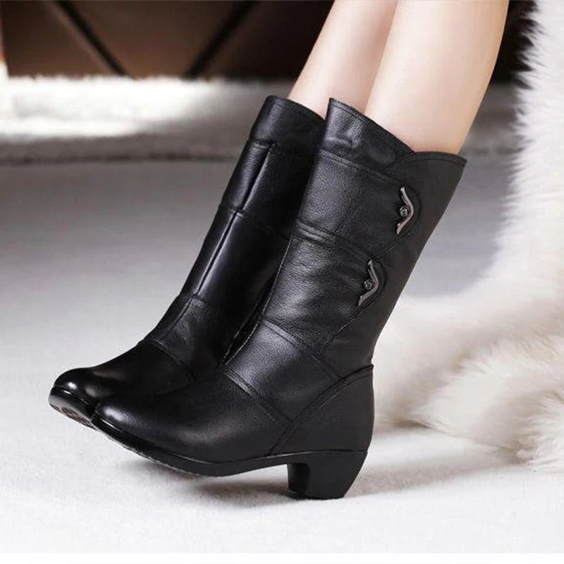 Women’s Trendy Casual PU Leather Black Boots