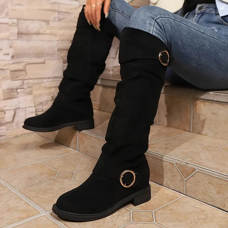 Women's Chunky Heel Slouchy Knee Boots