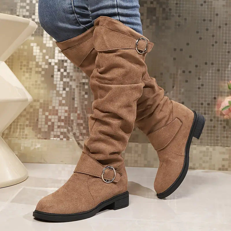 Women's Chunky Heel Slouchy Knee Boots