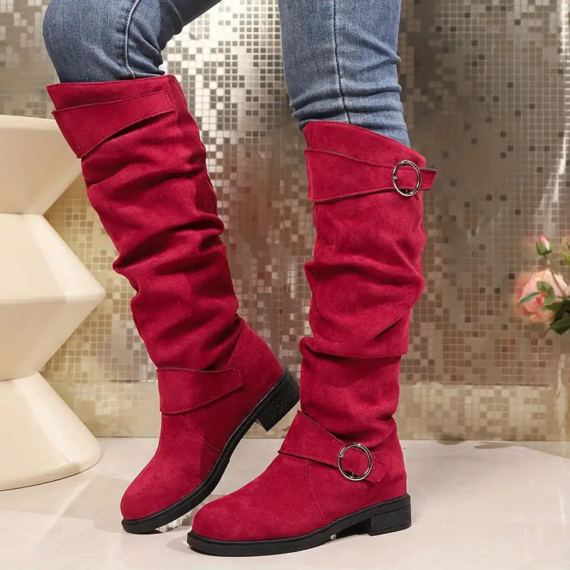 Women's Chunky Heel Slouchy Knee Boots