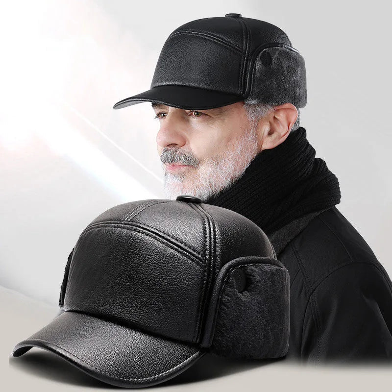 Men’s Fur-Lined Leather Ear-Flap Cap