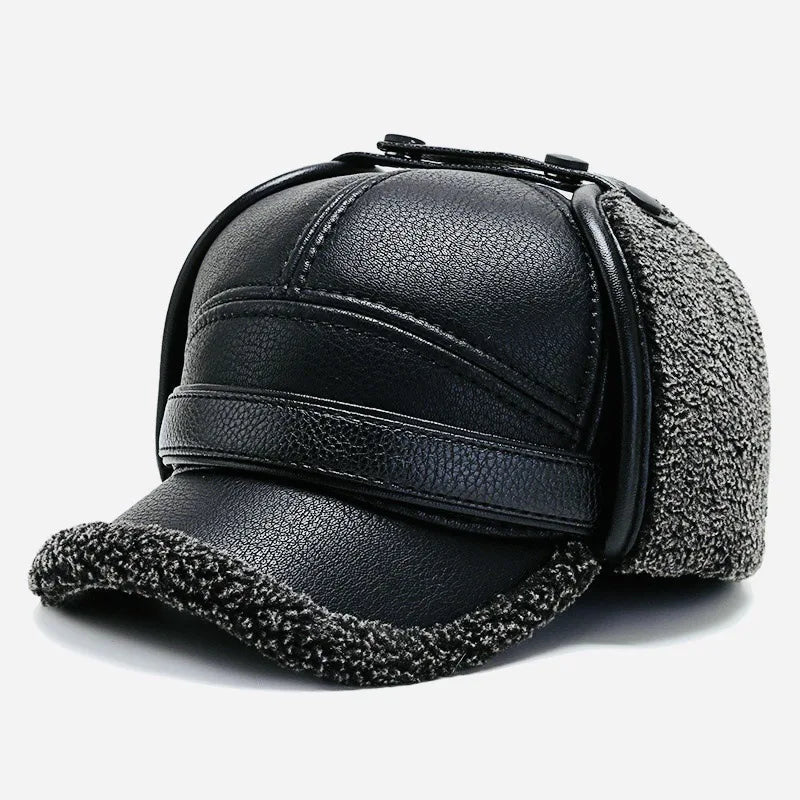 Men’s Fur-Lined Leather Ear-Flap Cap