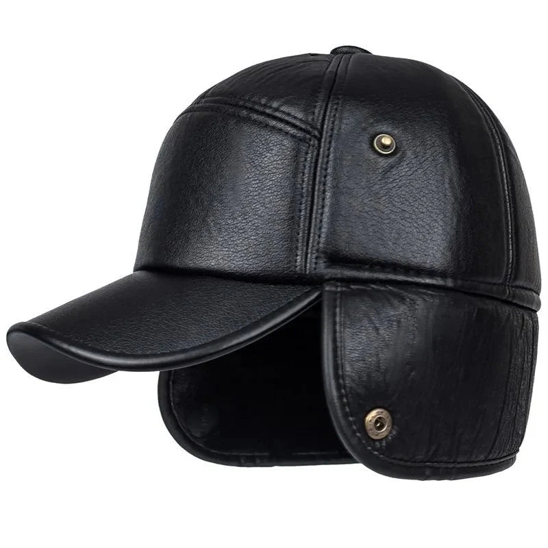 Men’s Fur-Lined Leather Ear-Flap Cap