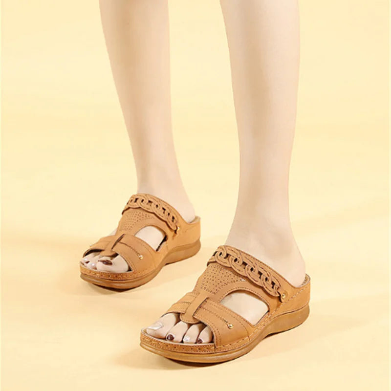 Orthopedic Leather Wedge Sandals for Women
