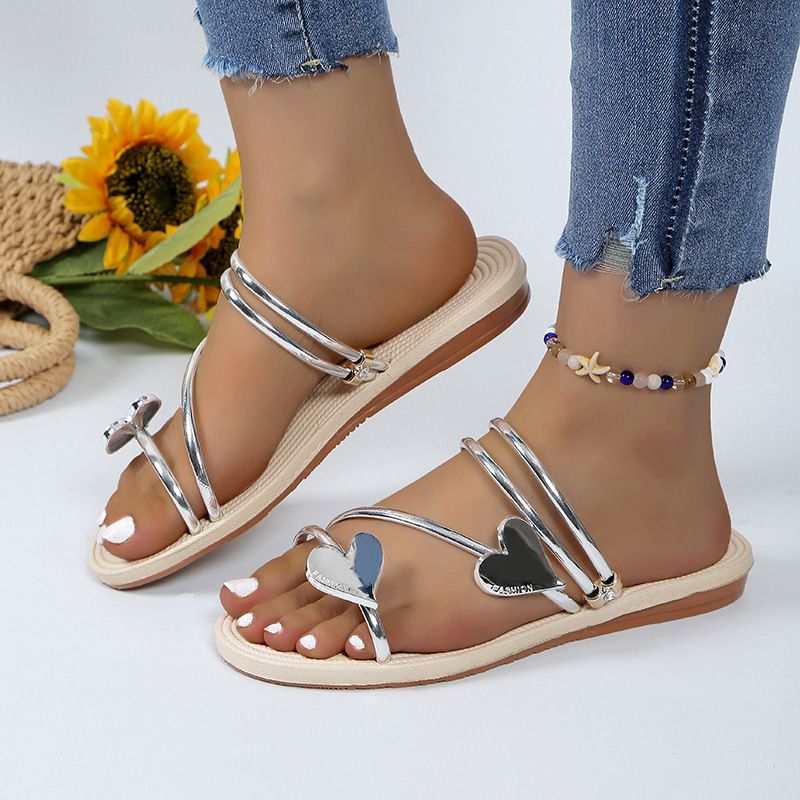 Heart Flat Slide Sandals