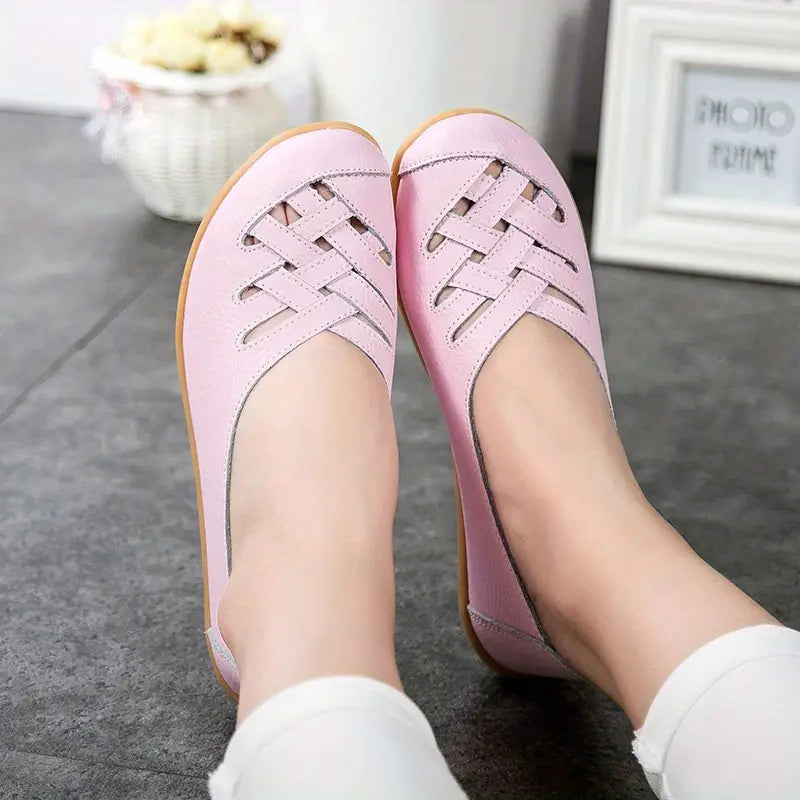 Cross Strap Flat Loafers