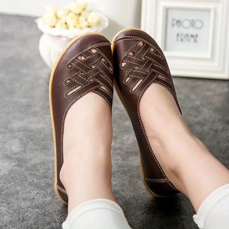 Cross Strap Flat Loafers