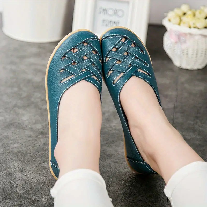 Cross Strap Flat Loafers